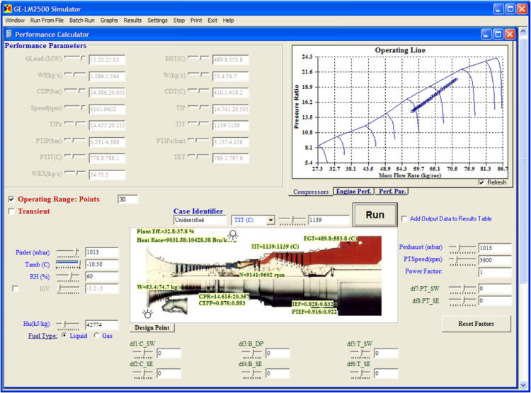 Main Screen of Gas Turbine Performance Simulator